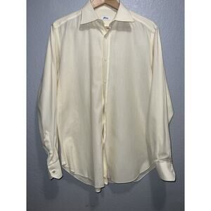 Brioni Dress Shirt Mens 41/16 Long Sleeve Off White Cotton Italy